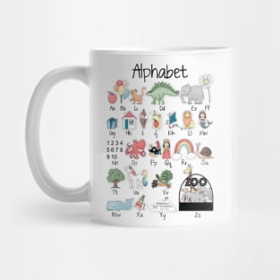 Illustrated alphabet, learning alphabet, ABC's Mug